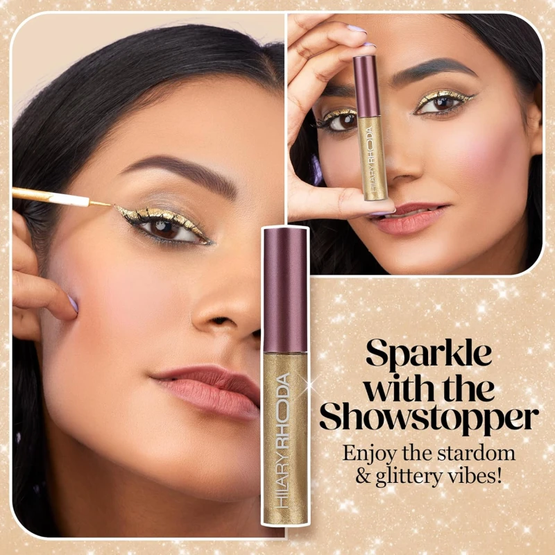 Hilary Rhoda Gel Showstopper Eyeliner | Smudge-Proof & Metallic Glitter | Water-Resistant | 5Ml (Bride Gold- Shade 10) thumbnail 3